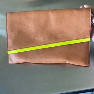 Nude and neon clutch